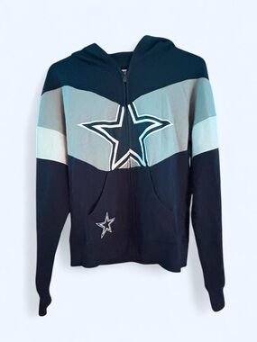 NFL Woman’s Navy, Light Gray & White Star Zip-Up Hoodie